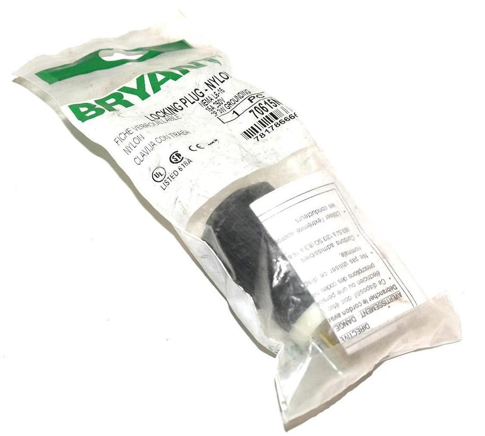 Used NIB BRYANT 70615NP LOCKING PLUG NEMA L6-15, 15A, 250V, 2POLE, 3W, GROUNDING