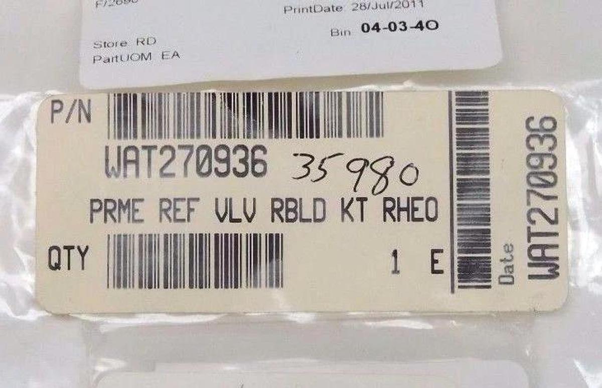 Used NIB WATERS WAT270936 PRME REF VLV RBLD KIT RHEO