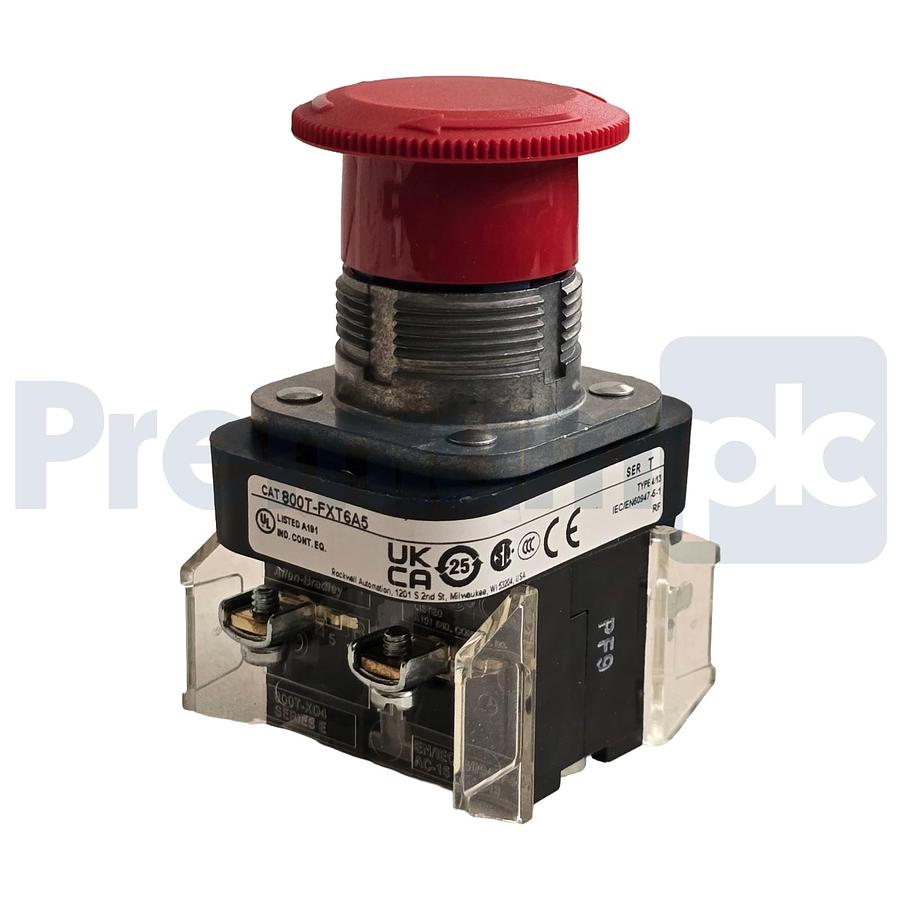 Used Allen-Bradley 800T-FXT6A5 /T 30mm Push-Pull Device 2-Pos Twist Release Red NSMP
