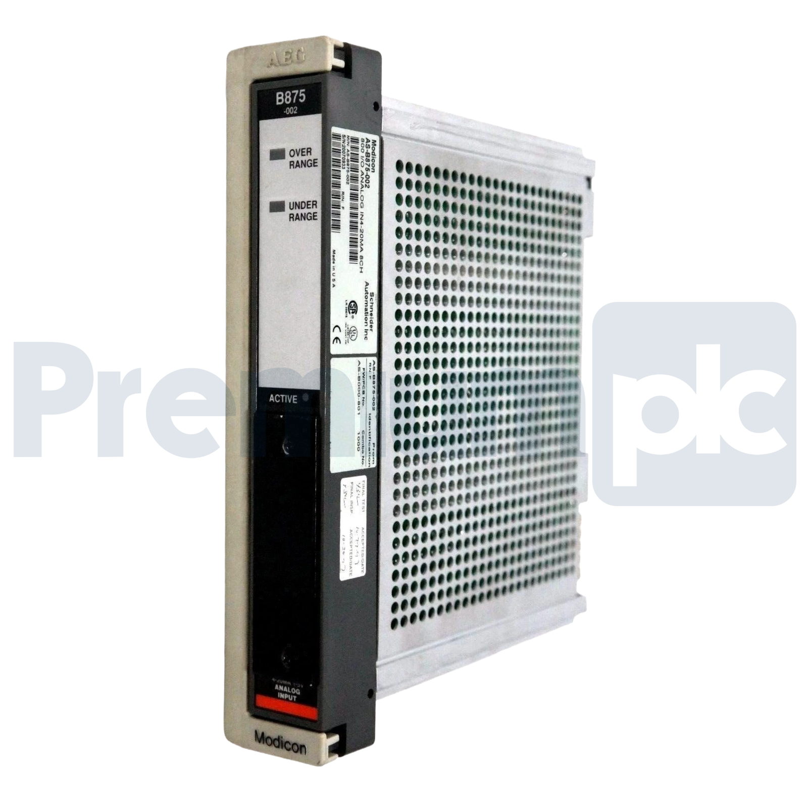 Used Modicon AS-B875-002 800 I/O Analog Input Module 8-CH 4-20mA w/ AS-B000-801 PROM