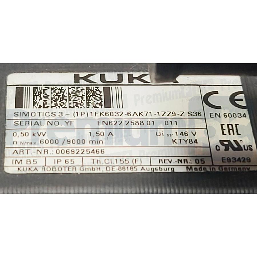 KUKA SIEMENS 1FK6032-6AK71-1ZZ9-Z=S36 SIMOTICS 0.5kW SERVO MOTOR 0069225466 NSNP