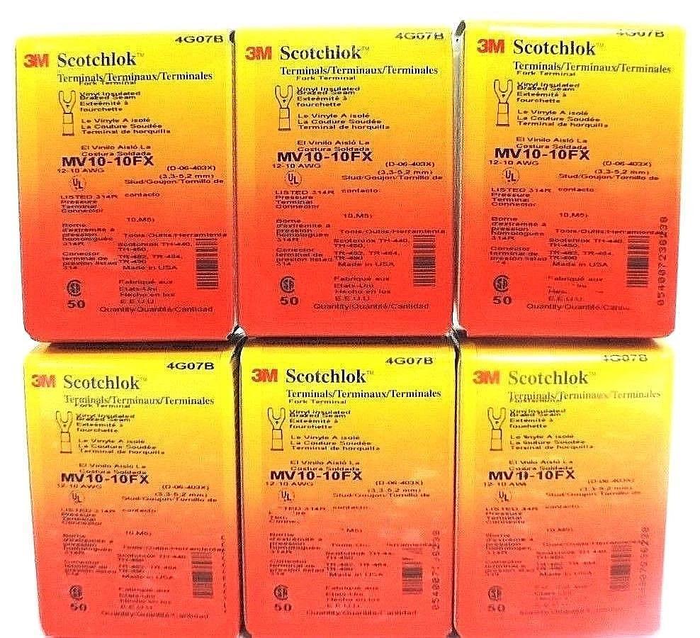 Used LOT OF 300 3M SCOTCHLOK MV10-10FX FORK TERMINALS MV1010FX, 12-10 AWG