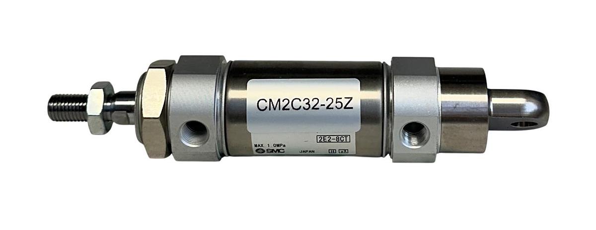 Used SMC CM2C32-25Z / CM2C3225Z PNEUMATIC CYLINDER CM2-Z ROUND BODY SINGLE-ROD NSNP