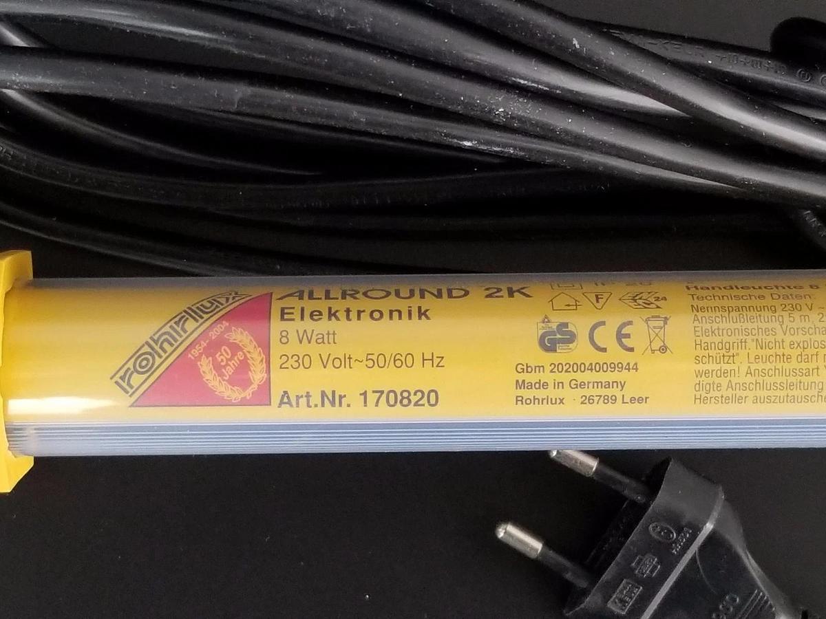 NEW ROHRLUX ALLROUND 2K 170820 LIGHT 8 WATT 230V, 50/60HZ