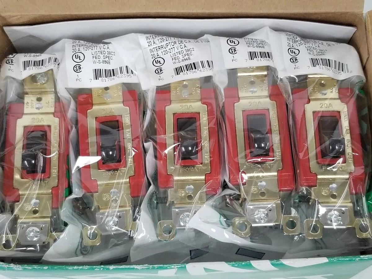 Used BOX OF 10 NEW BRYANT 4903 3-WAY AC SWITCHES 20A 120-277VAC