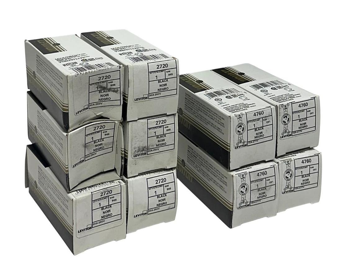 10 LEVITON BLACK LOCKING RECEPTACLES 2720 / 4760 15A-30A 250-277V 3PH NSMP
