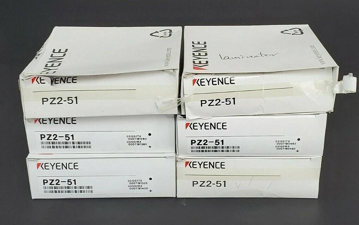 Used LOT OF 6 NIB KEYENCE PZ2-51 PHOTOELECTRIC SENSORS 7000MM RANGE W/AMPLIFIER PZ251