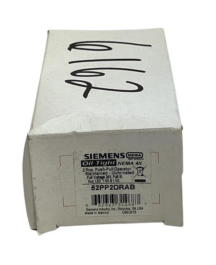 SIEMENS 52PP2DRAB Oil Tight PUSH-PULL OPERATOR PUSH BUTTON 24V RED 2-POS NSMP