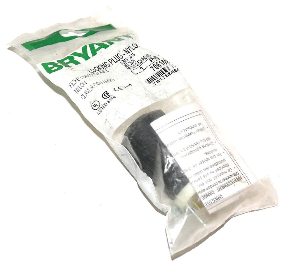 Used NIB BRYANT 70615NP LOCKING PLUG NEMA L6-15, 15A, 250V, 2POLE, 3W, GROUNDING