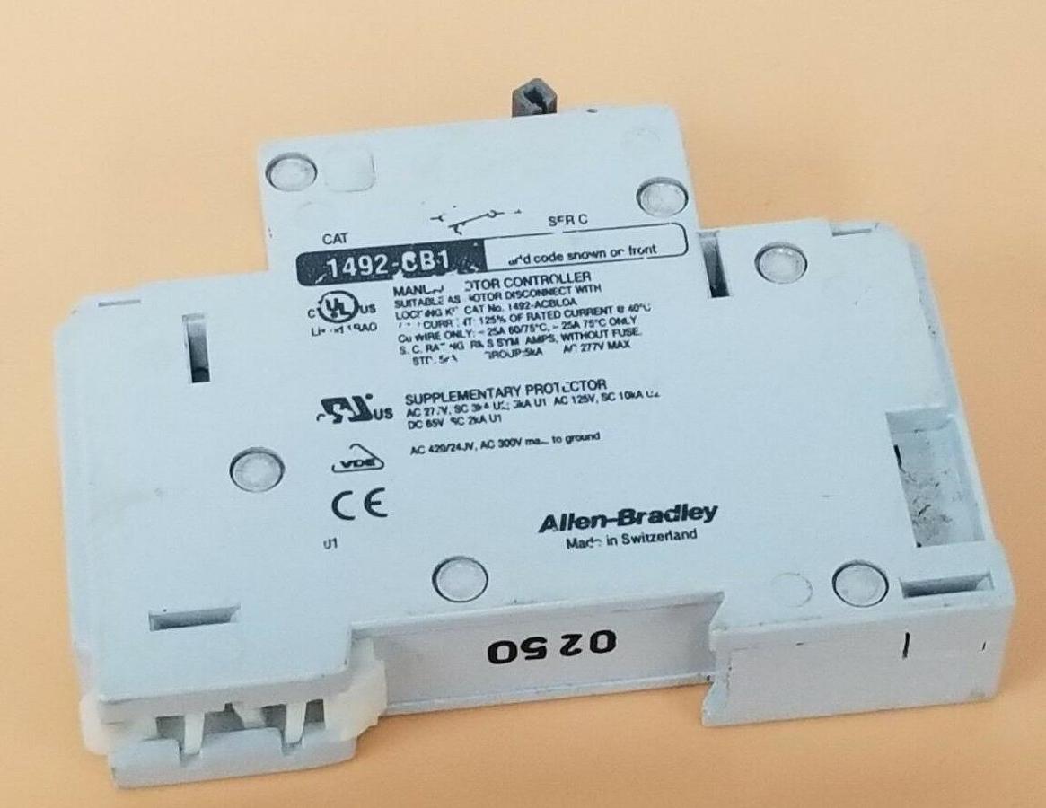 Used ALLEN-BRADLEY 1492-CB1 H 070 CIRCUIT BREAKER, 7A, 1HP, 1492-CB1H070, 1492CB1H070