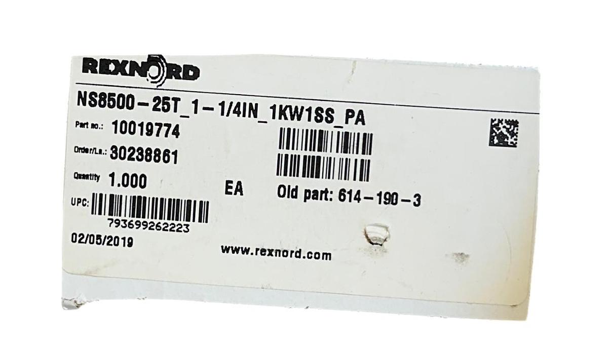 Used REXNORD NS8500-25T_1-1/4IN_1KW1SS_PA / 10019774 NYLON SPROCKET 1-1/4'' BORE NSNP