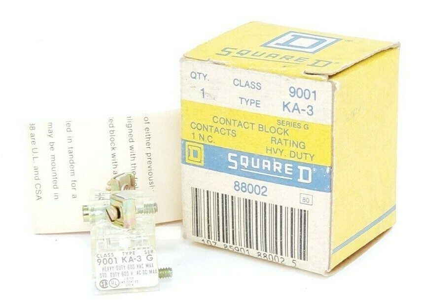 Used NIB SQUARE D 9001-KA-3 CONTACT BLOCK 9001KA3 SER. G