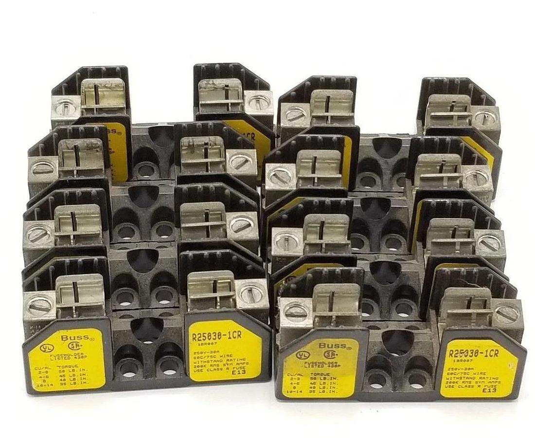 Used LOT OR 8 BUSS R25030-1CR FUSEHOLDERS 250V, 30A, 1POLE, 1BR007, R250301CR