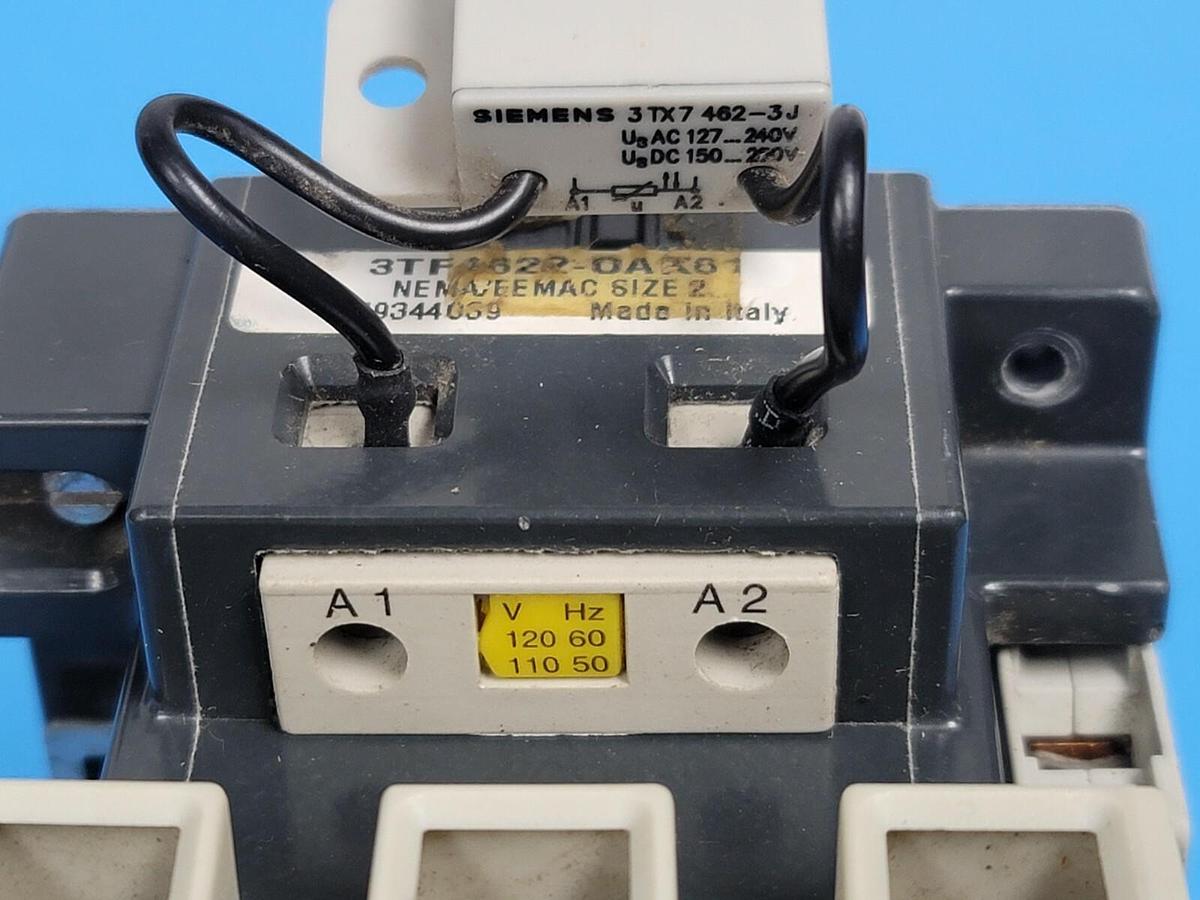 Used SIEMENS 3TF4622-0AK61 SIZE 2 CONTACTOR NON-REVERSING 110/120VAC 50/60HZ