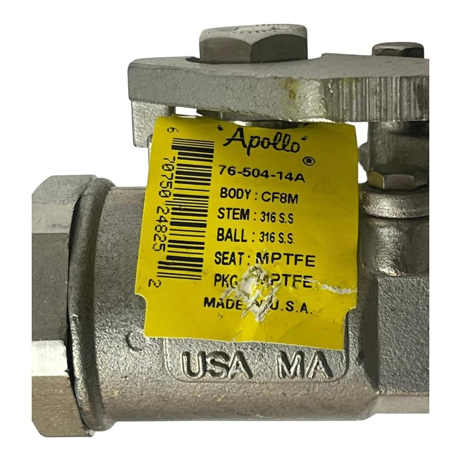Apollo 76-504-14A Stainless Steel Ball Valve 3/4" NPT Spring Return Handle, NSNP