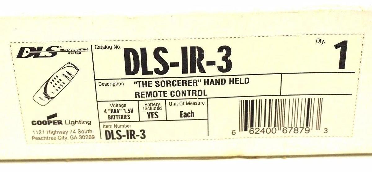 Used NIB DLS COOPER LIGHTING DLS-IR-3 REMOTE W/BATTERIES DLSIR3