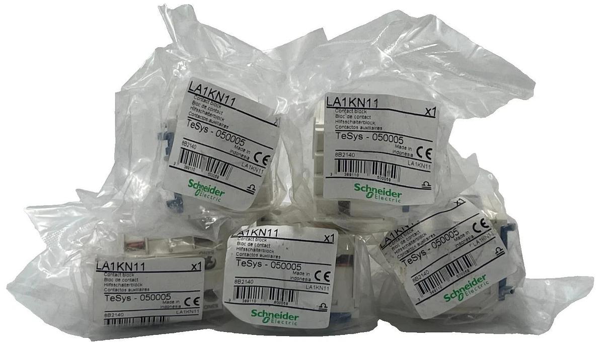 LOT OF 5 Schneider LA1KN11 Auxiliary Contact Block 1NO 1NC TeSys K Contactor