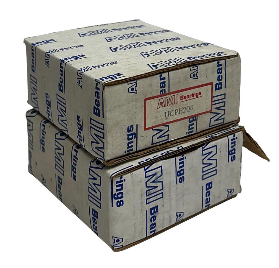 Used 2 AMI BEARINGS UCPH204 OEM PEDESTAL BASE PILLOW BLOCK BEARINGS 2-BOLT NSMP
