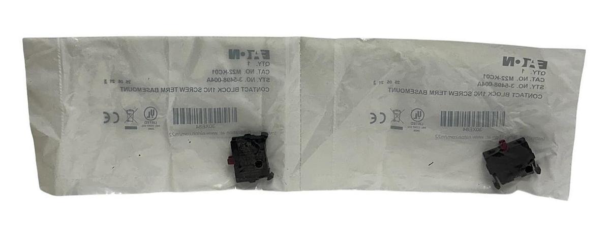Used 2 EATON M22-KC01 / 3-5498-004A Contact Blocks 1NC Screw Terminal BASEMOUNT NSFS
