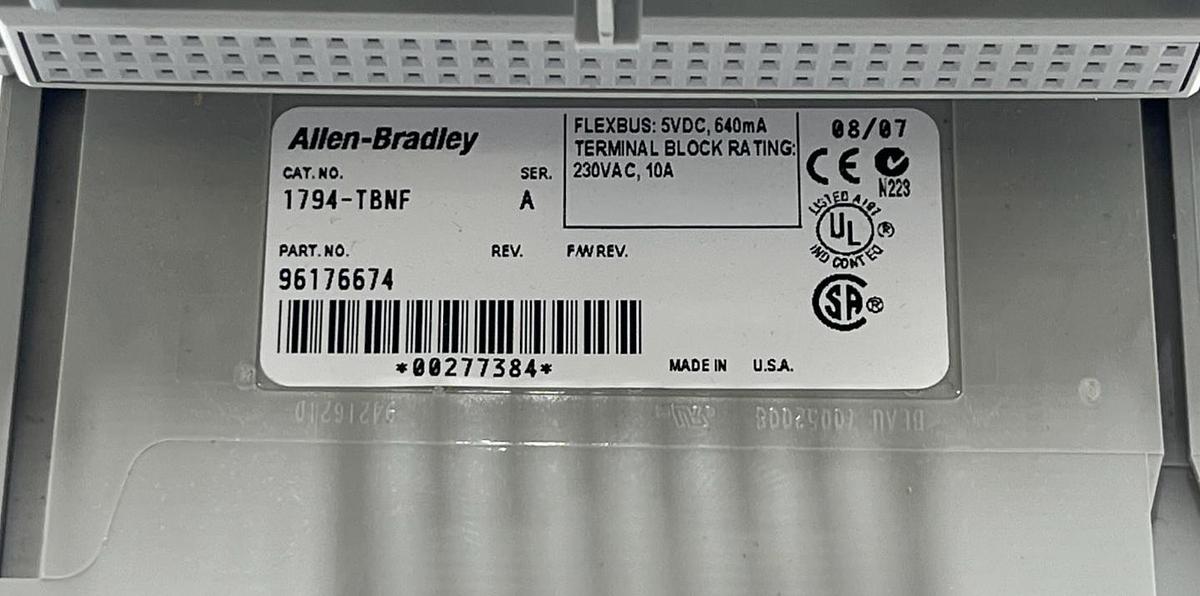 Used Lot of 2 Allen-Bradley 1794-TBNF Series A FLEX I/O Fused Terminal Base Units