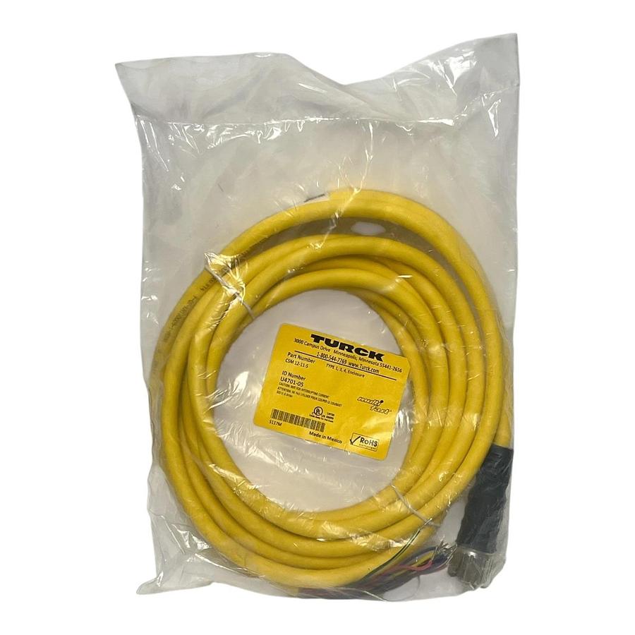 Used Turck CSM 12-11-5 Multifast Cordset 12-Pin Female M23 to Bare End 5m Sealed