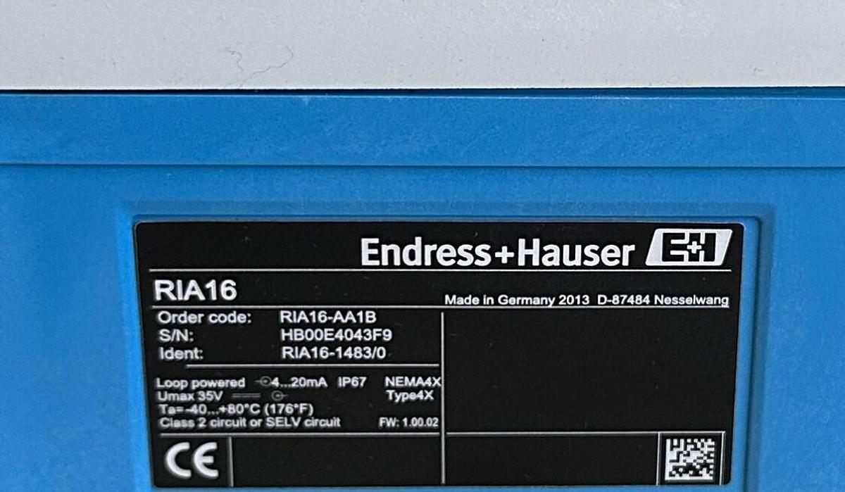 Used NEW ENDRESS + HAUSER RIA16 / RIA16-AA1B / RIA16-1483/0 LOOP-POWERED INDICATOR