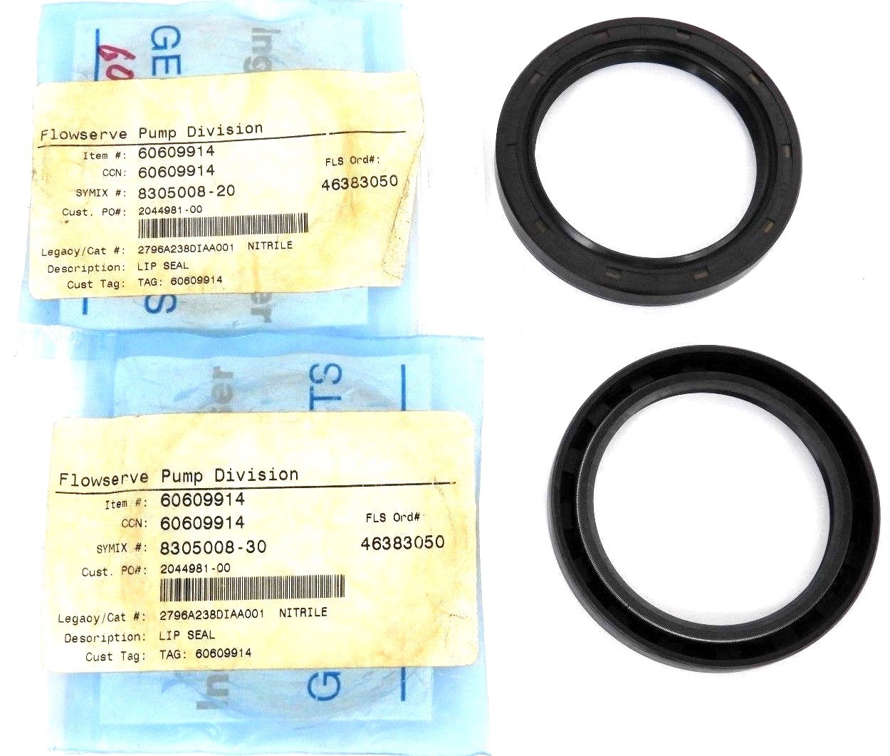 Used LOT OF 2 NEW FLOWSERVE 60609914 OIL SEALS