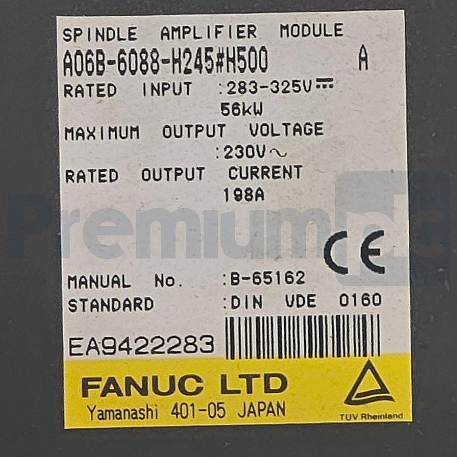 Used FANUC A06B-6088-H245#H500 Alpha Spindle Amplifier Module SPM-45 56kW 198A USPI