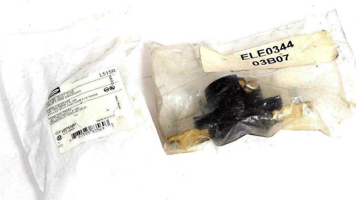 Used LOT OF 2 NEW HUBBELL L515R LOCKING RECEPTACLES 15A, 125V