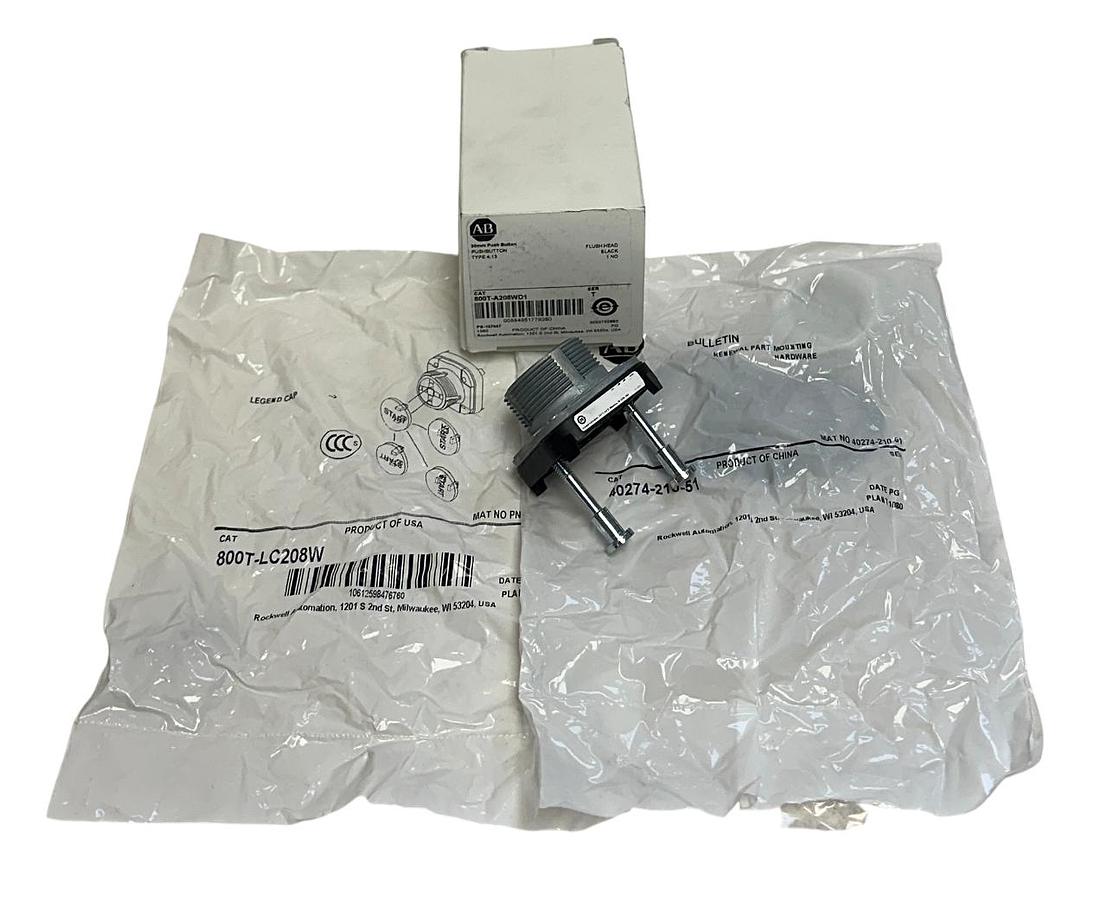 Used ALLEN BRADLEY 800T-A208WD1 /T 30mm PUSH BUTTON FLUSH HEAD BLACK 1NO OEM NSMP