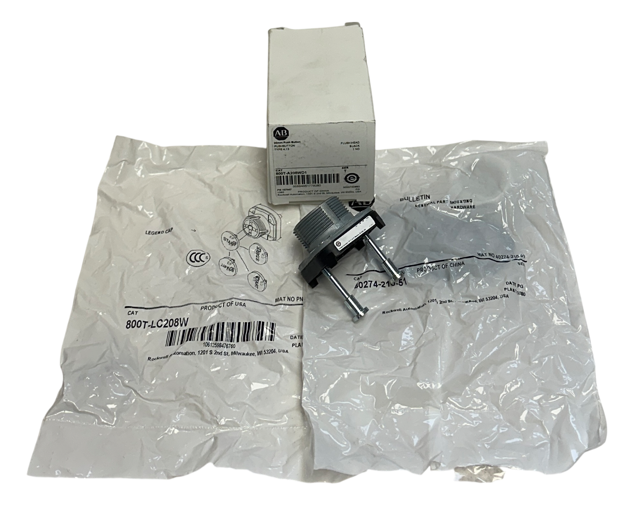 Used ALLEN BRADLEY 800T-A208WD1 /T 30mm PUSH BUTTON FLUSH HEAD BLACK 1NO OEM NSMP
