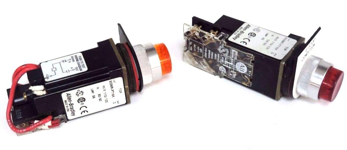 Used TWO ALLEN BRADLEY 800MR-PT16K SER.D PUSH BUTTON 800MRPT16K, 800M-XAK SER. A