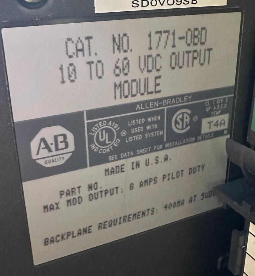 Used ALLEN BRADLEY 1771-A4B SER B 16-SLOT I/O CHASIS W/ MODULES