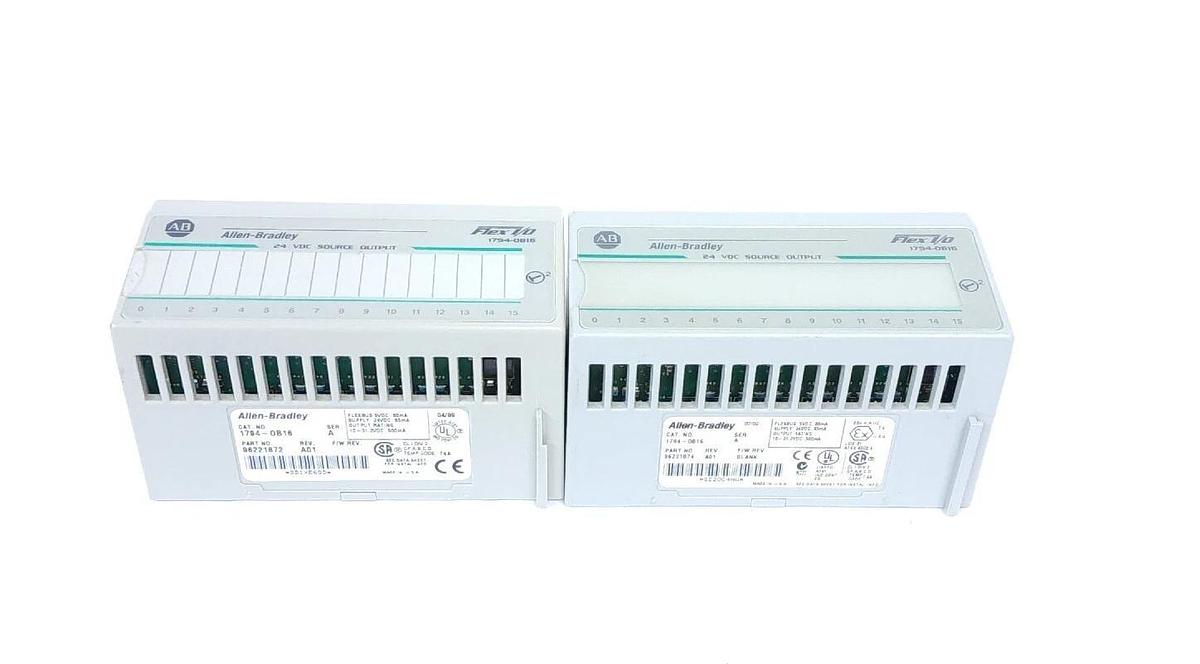 Used LOT OF 2 ALLEN BRADLEY 1794-OB16 SER. A FLEX 16 POINT DIGITAL OUTPUT MODULES