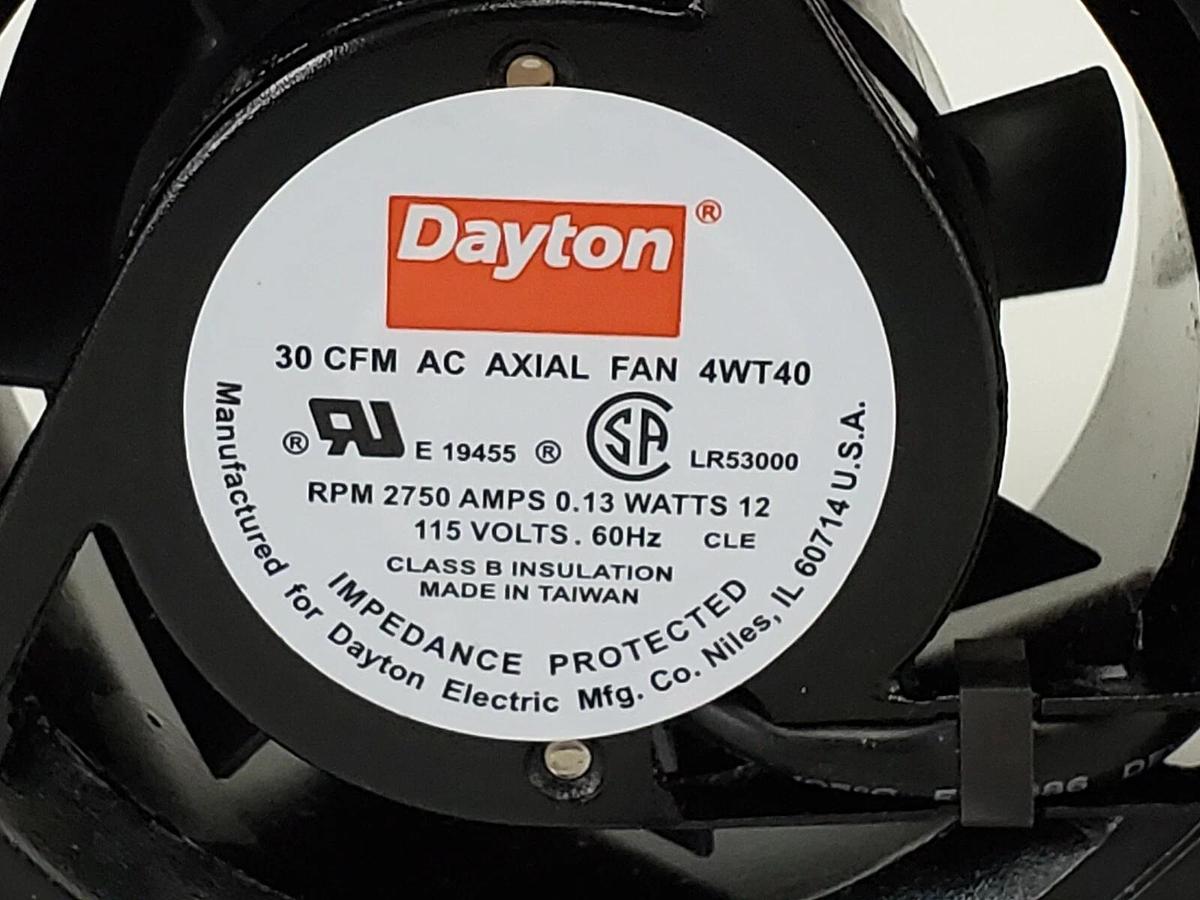 Used NIB DAYTON 4WT40 AC AXIAL FAN 30 CFM, RPM 2750 AMPS 0.13 WATTS: 12, 115 V