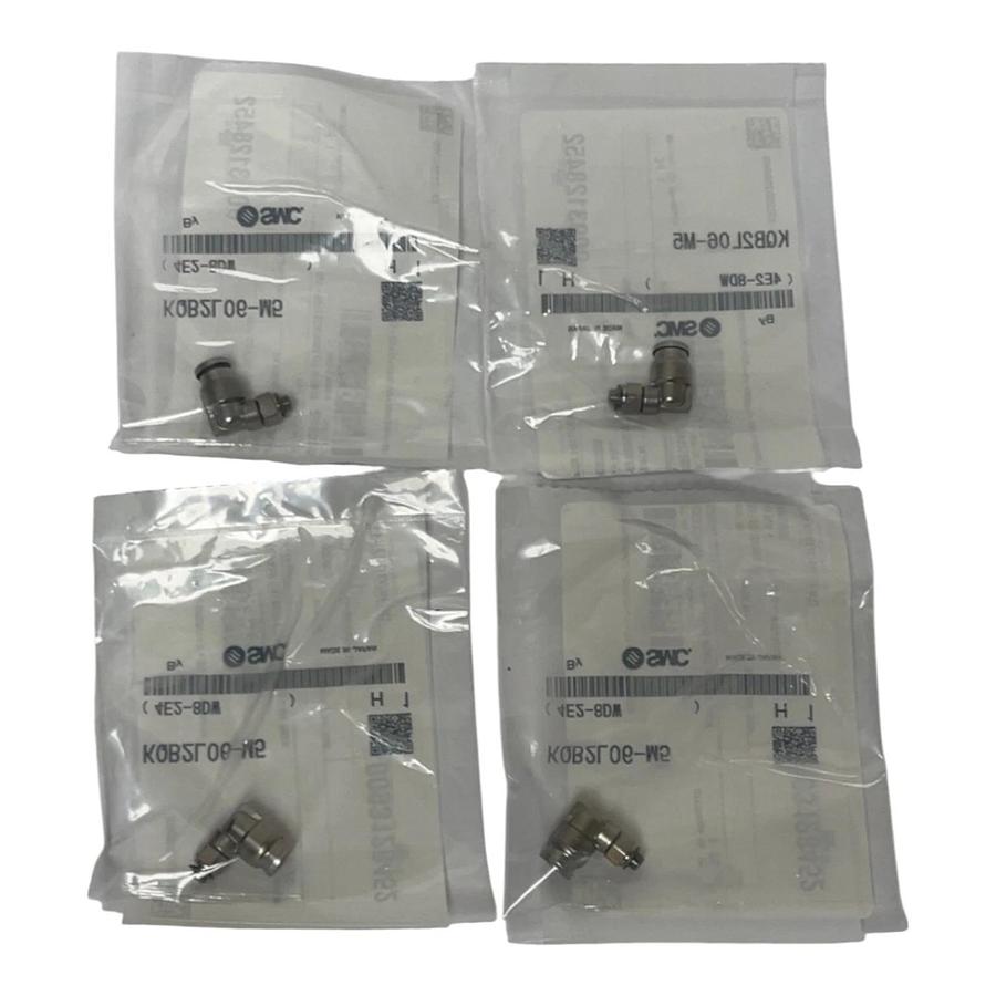 Used Lot of 4 SMC KQB2L06-M5 Brass Male Elbow Fitting 6mm x M5 - New Factory Sealed