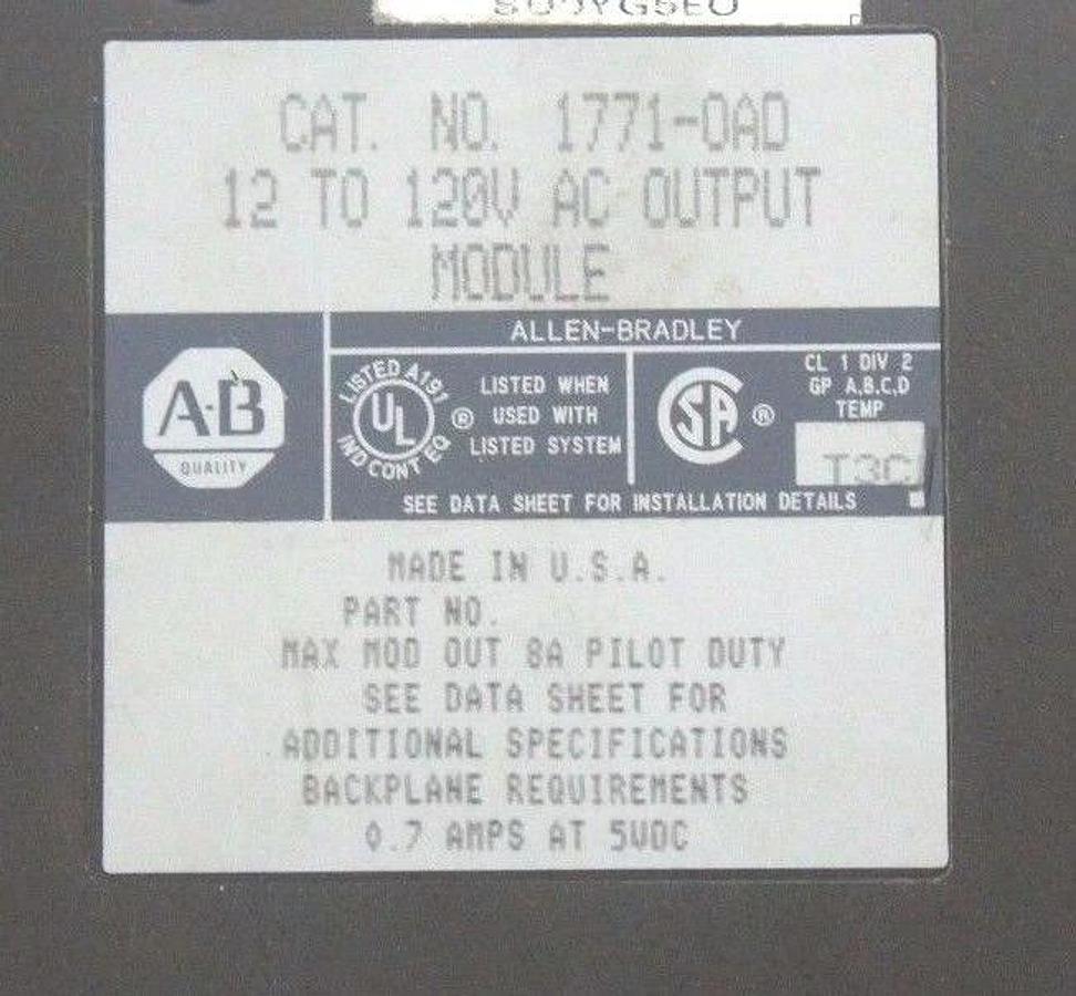 Used LOT OF 2 ALLEN BRADLEY 1771-OAD OUTPUT MODULES 12-120VAC