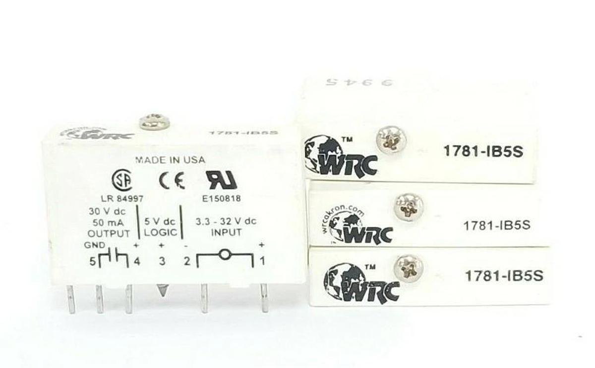 Used LOT OF 4 WESTERN RESERVE CONTROLS 1781-IB5S SLIM I/O MODULES 5VDC LOGIC 50MA