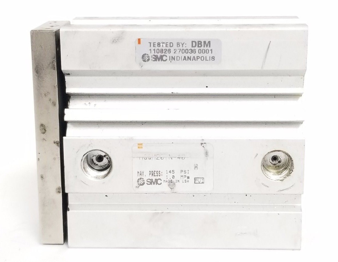 Used SMC MGQM20TN-40 COMPACT AIR SLIDE GUIDED CYLINDER, 145PSI / 1.0MPA