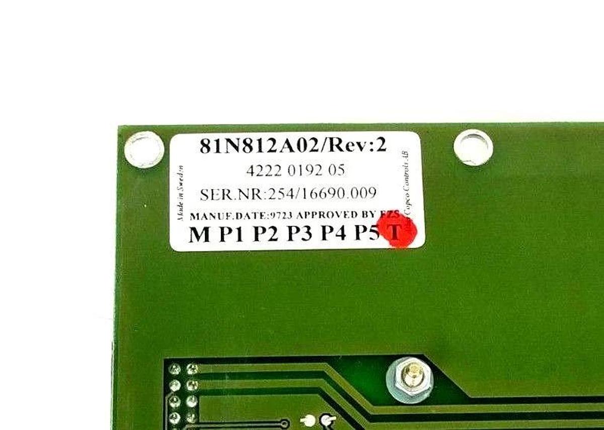 Used ATLAS COPCO 81N812A02 DISPLAY BOARD REV. 2, W/ 81N810AB01 CONTROL BOARD REV. 3