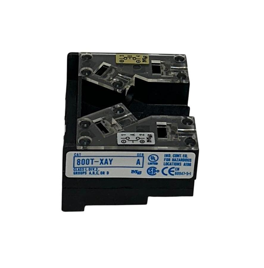 Used ALLEN BRADLEY 800T-XA4Y /A BULLETIN 800T STACKABLE CONTACT BLOCK 2NC NSMP