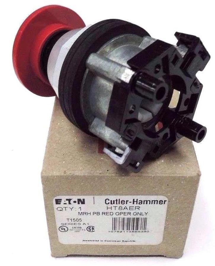 Used NIB CUTLER-HAMMER HT8AER MUSHROOM PUSHBUTTON RED SER. A1 W/ HT8GR1
