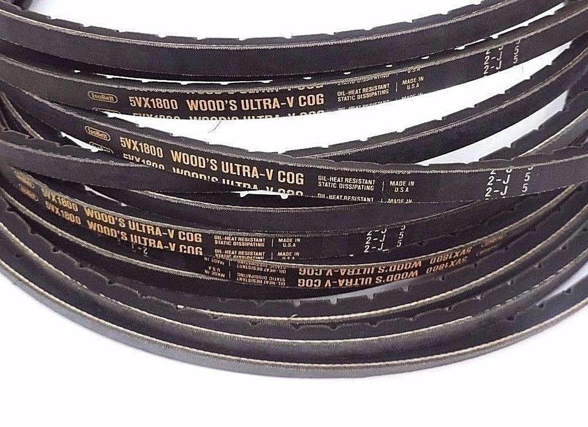 Used LOT OF 4 NEW TB WOOD'S 5VX1800 ULTRA-V COG BELTS TOP WIDTH 5/8'' LENGTH 180''