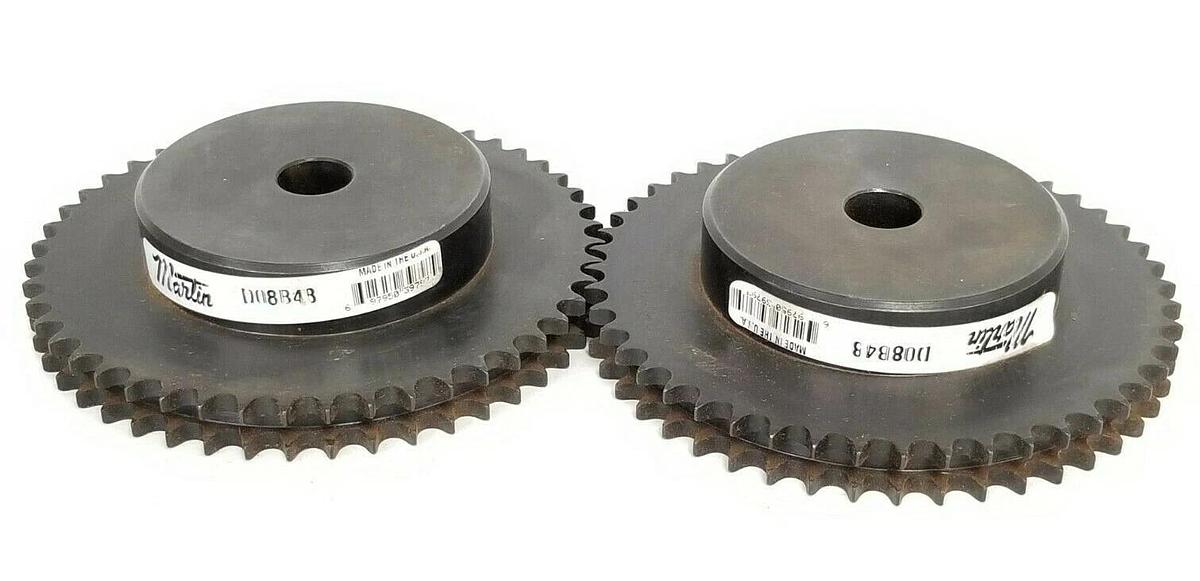 Used LOT OF 2 MARTIN SPROCKET D08B48 DOUBLE ROLLER SPROCKETS 3/4'' IN. BORE