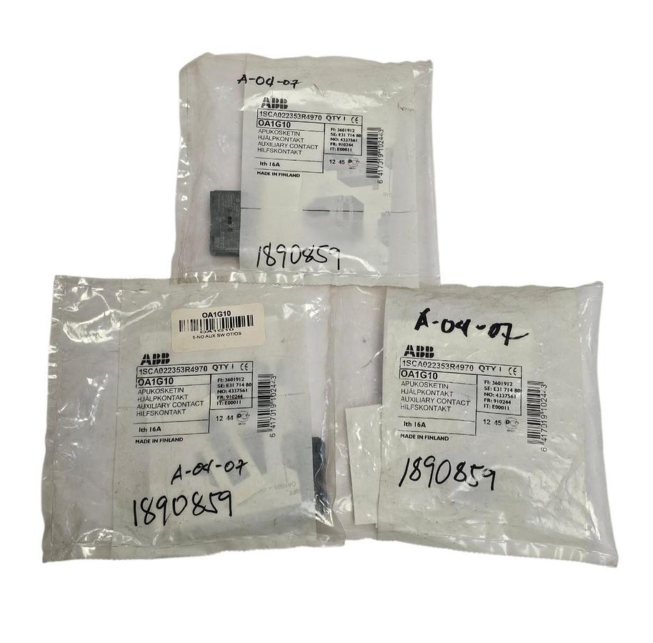 Used LOT OF 3 NEW ABB 1SCA022353R4970 AUXILIARY CONTACTS OA1G10