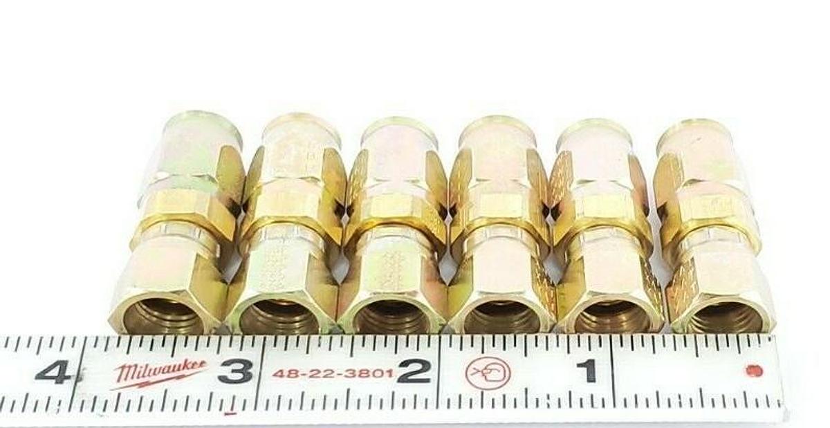 Used LOT OF 6 NEW SSP U-BUILD HOSE FITTINGS / COUPLINGS (9/16" X 7/16" X 3/8")