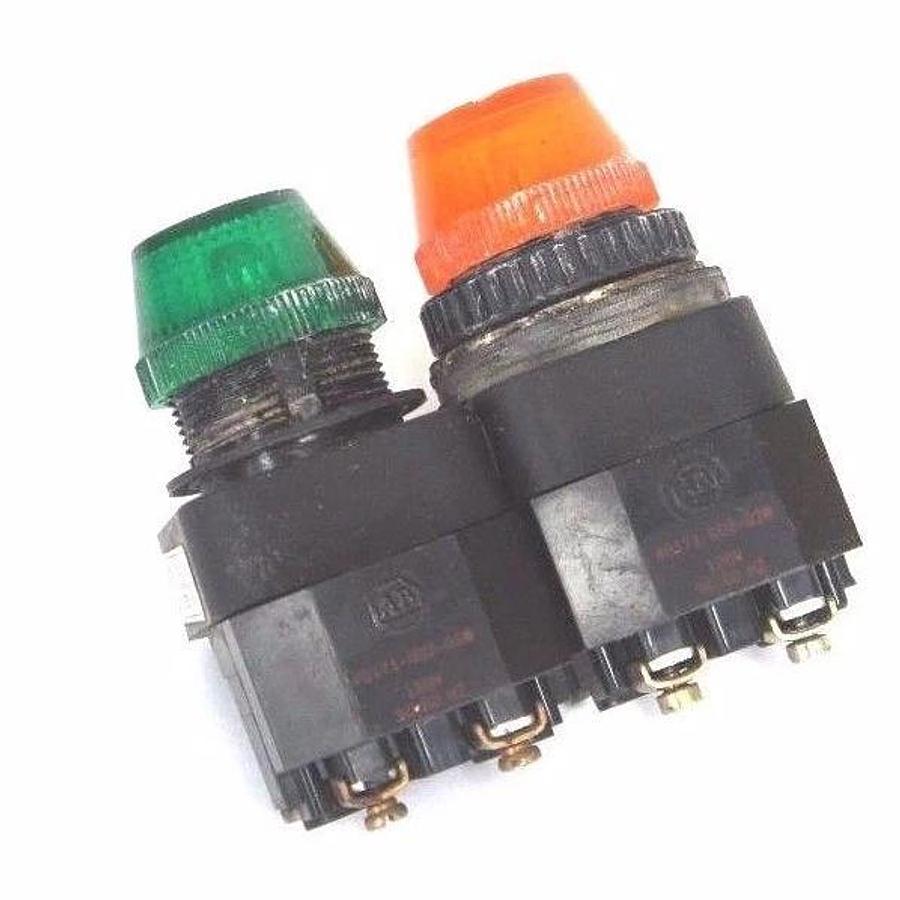 Used LOT OF 2 ALLEN BRADLEY 800H-PR16 PILOT LIGHT MODULES SER C GREEN, SER F ORANGE