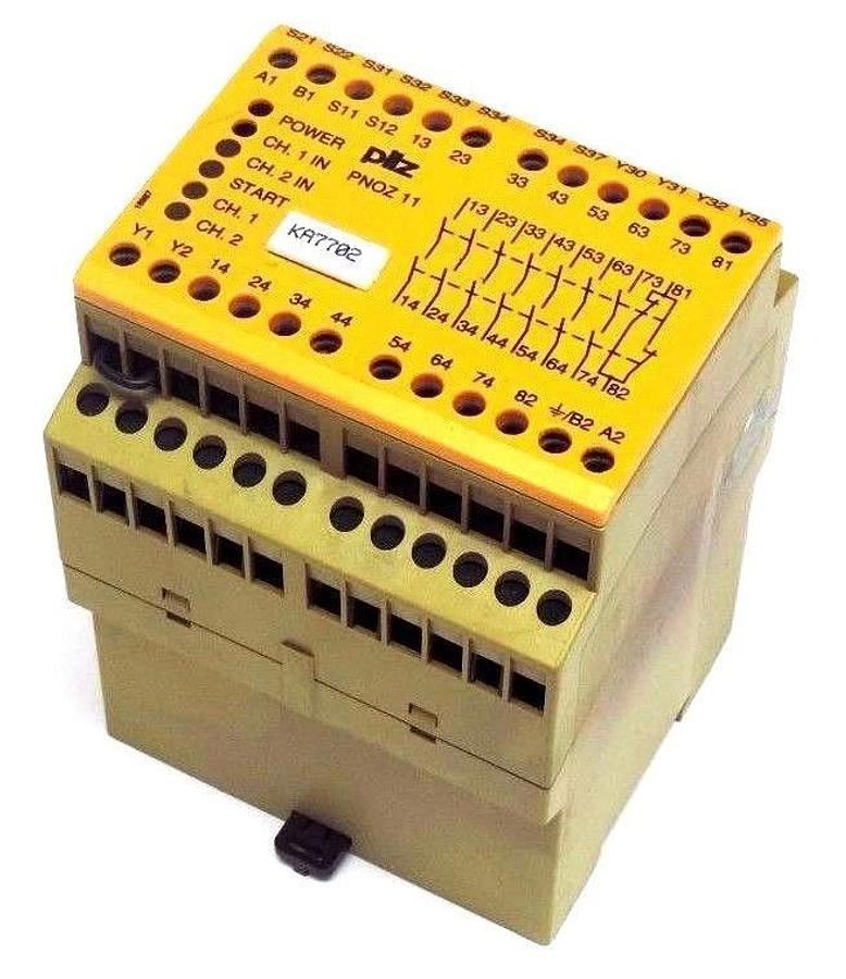 Used PILZ PNOZ-11-110VAC-24VDC-7S10 SAFETY RELAY ID NO. 774083 PNOZ11110VAC24VDC7S10