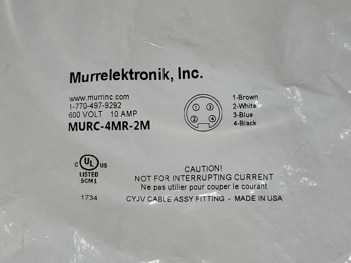 Used LOT OF 2 NEW MURRELEKTRONIK MURC-4MR-2M RECEPTACLE 600V 10 AMP