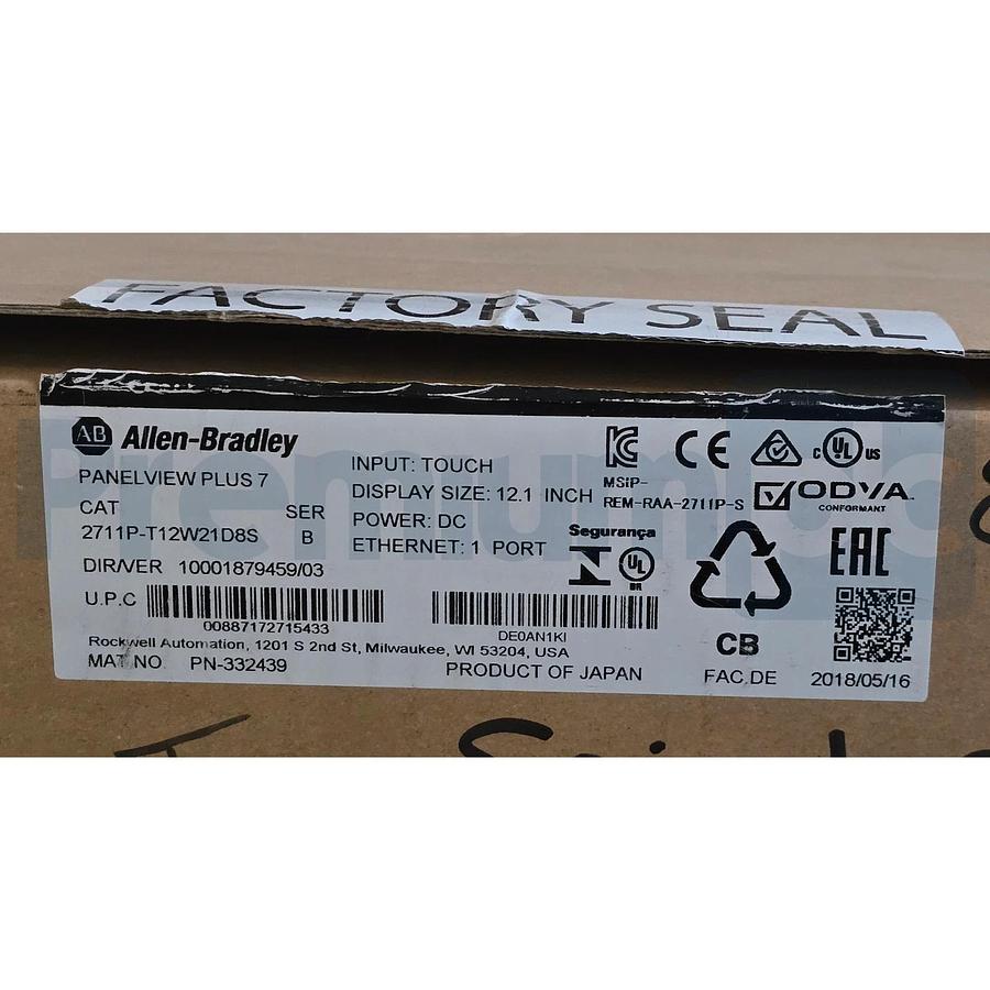 ALLEN BRADLEY 2711P-T12W21D8S /B PanelView Plus 7 TERMINAL TOUCH SCREEN NSMP 887172715433